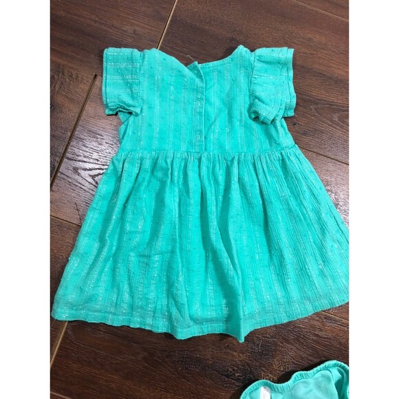 Cat & Jack Infant Girls Size 6-9 Months Green Sparkly dress with diaper cover! - Picture 3 of 4